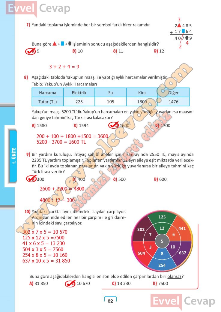 5. Sınıf Matematik Ders Kitabı Cevapları Meb Yayınları Sayfa 82