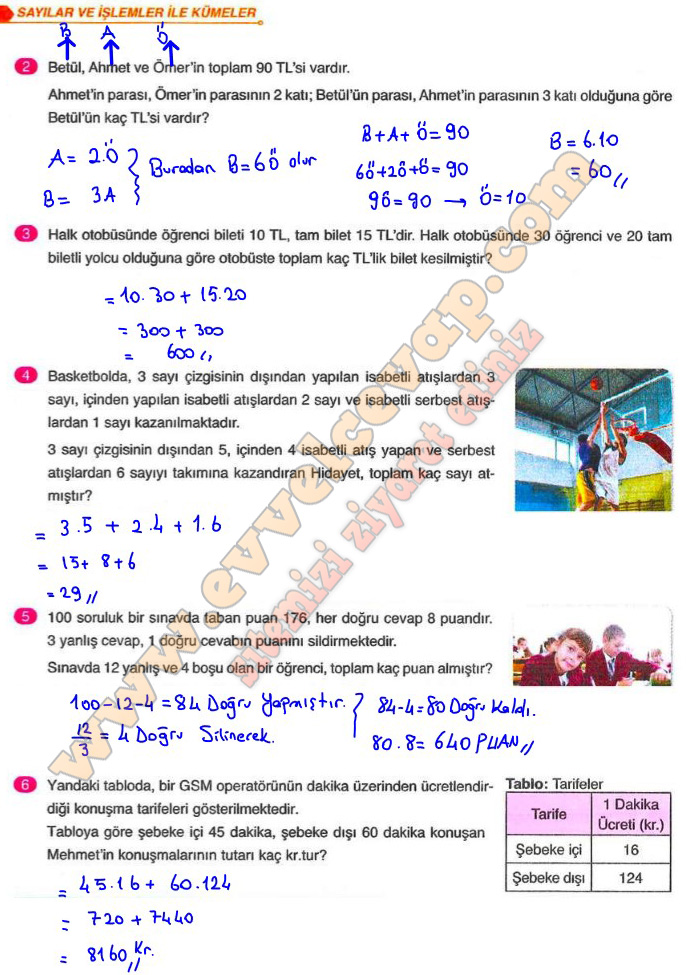 6. Sınıf Ata Yayınları Matematik Ders Kitabı Cevapları Sayfa 25-26