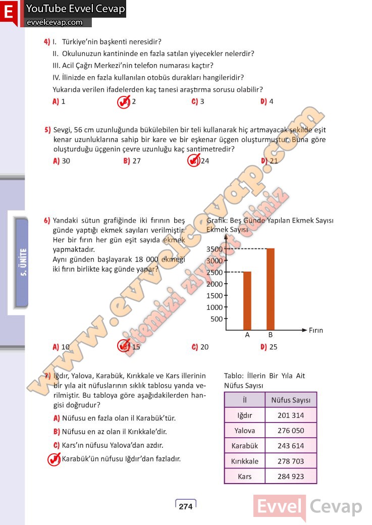 5. Sınıf Meb Yayınları Matematik Ders Kitabı Cevapları Sayfa 273-274 ...