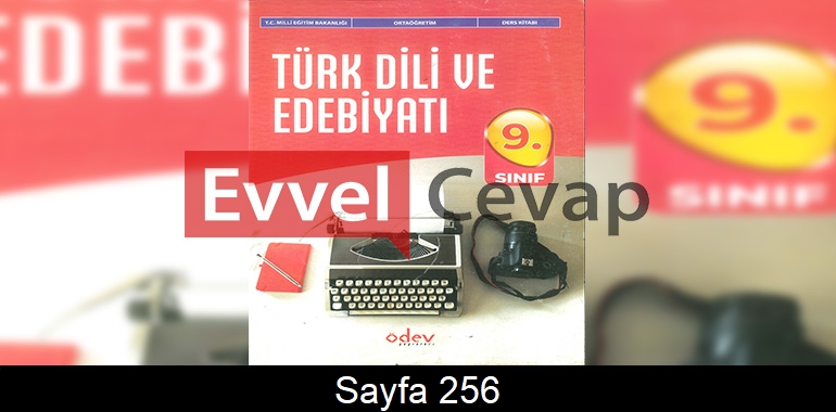 9. Sınıf Ödev Yayınları Türk Dili ve Edebiyatı Ders Kitabı Cevapları Sayfa 256