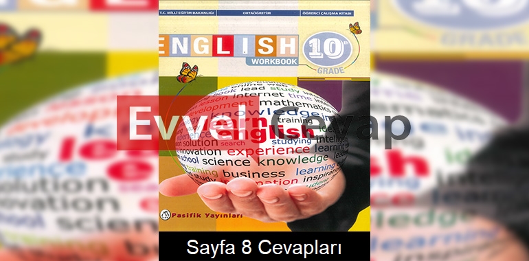 10. Sınıf İngilizce Çalışma Kitabı Cevapları Pasifik Yayınları Sayfa 8