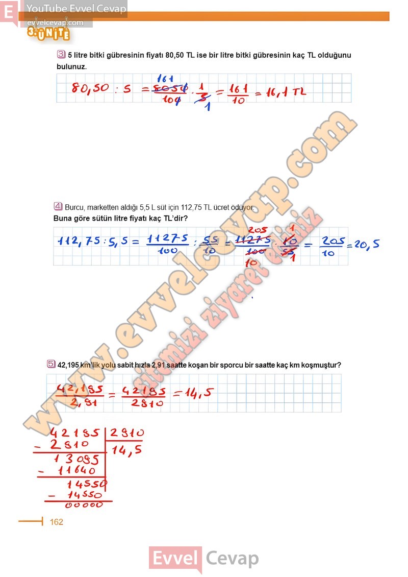 3 sınıf matematik ders kitabı sayfa 162 163 cevapları