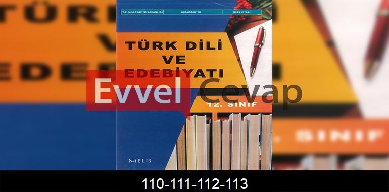 12. Sınıf Edebiyat Ders Kitabı Cevapları Melis Yayınları Sayfa 110-111-112-113